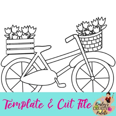 Bike w flowers template and cut file