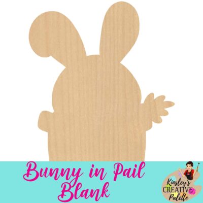 Bunny in Pail Wooden Door Hanger Blank